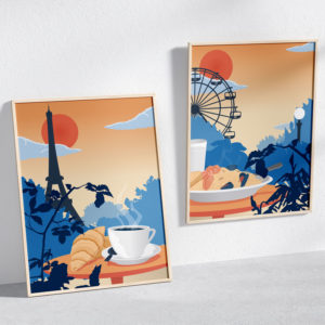 Affischer till Café C'est Bon. Byrå: Mediaspjuth. Illustratör och idé: Jag